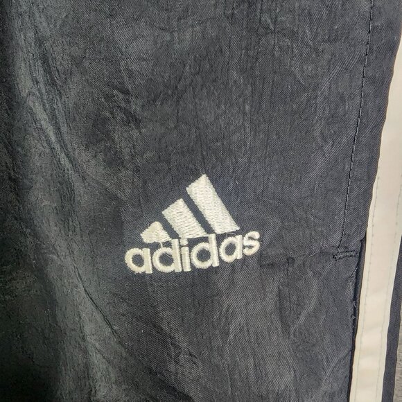 Mens Vintage Adidas Black Nylon Track Pants Drawstring Windbreaker Size M - Picture 3 of 11